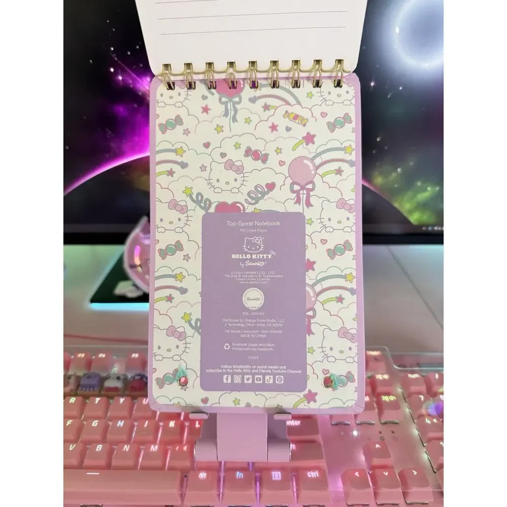 Sanrio Hello Kitty Notebook Sweet Celebration Metallic Top Spiral Elastic 2024
